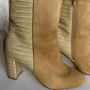 Chinese Laundry Tan & Cream Heeled Boots
